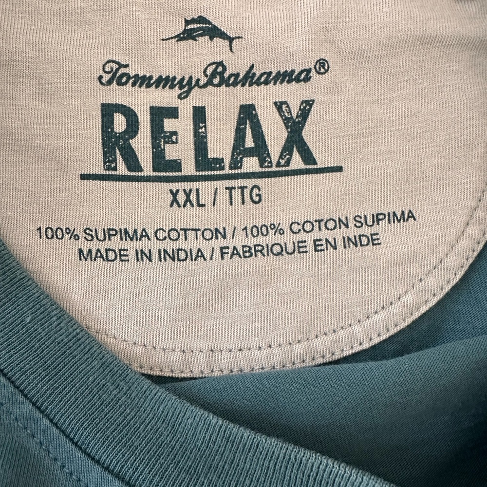 Tommy Bahama Relax XXL Supima Cotton Pocket Tee Blue Green - Picture 2 of 3
